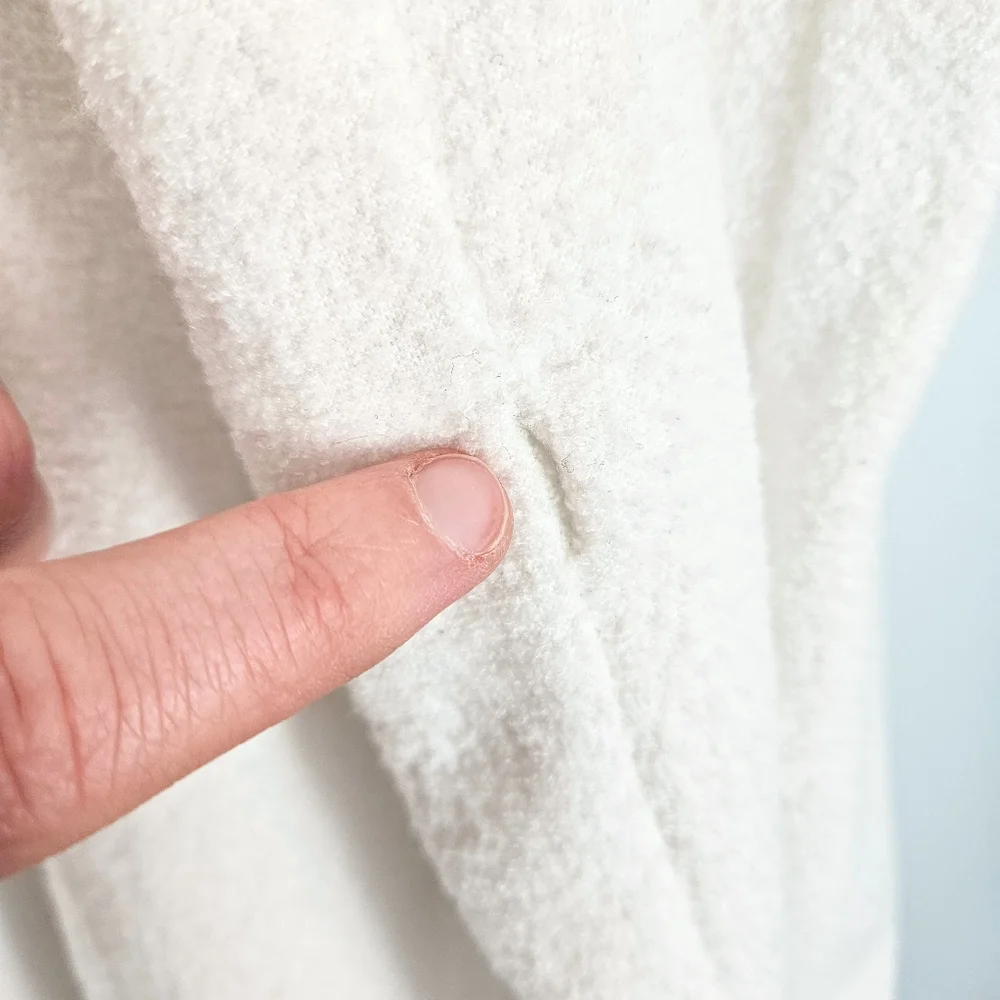 JLO Cream White Terry Hooded Robe Top & Pants w/ Satin Sports Stripe Size Large - Picture 10 of 14